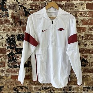 Nike Arkansas Razorbacks 1/4 Zip Sideline Pullover Jacket Mens Small White